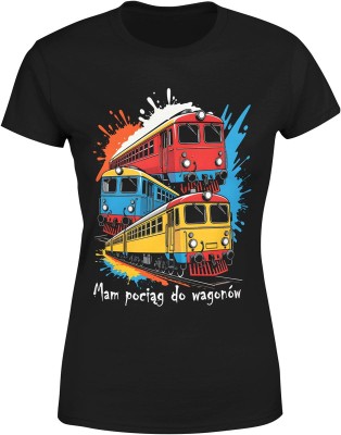 Mam pociąg do wagonów kolejowa pasja lokomotywy tory dla kolejrza maszynisty Damska koszulka