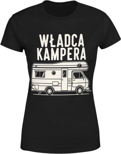 Władca kampera podróże campervan wolność droga lifestyle Damska koszulka color:#000000