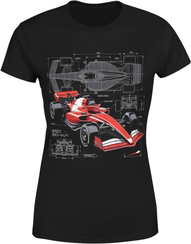 Bolid wyścigowy projekt techniczny motorsport aerodynamika prędkość tor Damska koszulka 