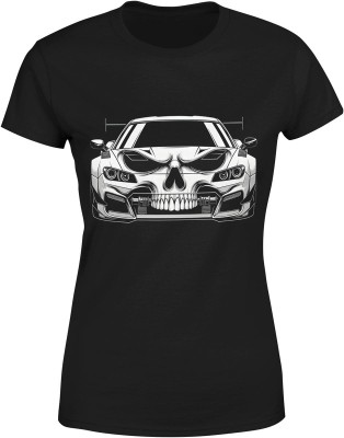 Auto sportowe czaszka moc agresja motoryzacja mroczny styl Damska koszulka