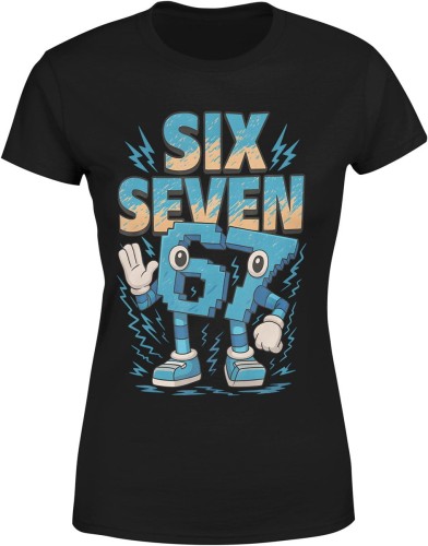 Six seven 67 kreskówka 6 7 mem tiktok Damska koszulka 