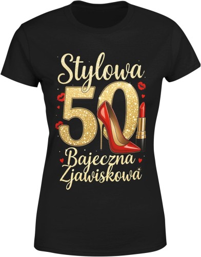 Stylowa 50 kobieca elegancja złoty styl luksus moda pewność siebie Damska koszulka 