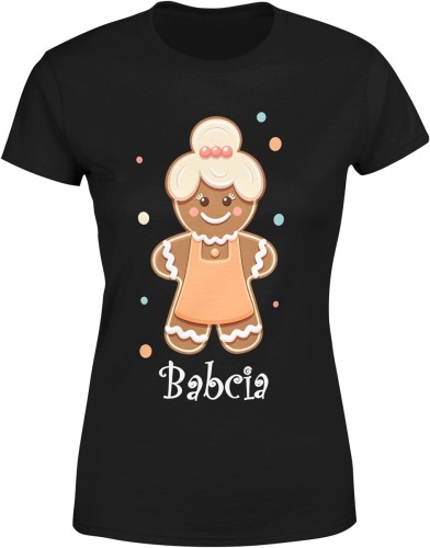 Babcia piernikowy styl słodki motyw rodzinne ciepło uśmiech Damska koszulka color:#000000