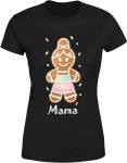 Mama piernikowa słodki styl pastelowy rodzinne ciepło uśmiech świąteczny klimat Damska koszulka (Rozmiar: S; Kolor: Czarny)
