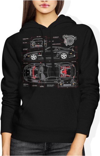 Schemat techniczny legenda 2jz jdm precyzja Damska bluza z kapturem color:#000000
