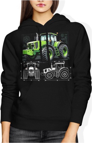 Traktor rolniczy schemat techniczny precyzja maszyny rolnictwo Damska bluza z kapturem 
