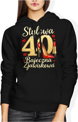 Stylowa 40 kobieca elegancja złoty styl luksus moda pewność siebie Damska bluza z kapturem 