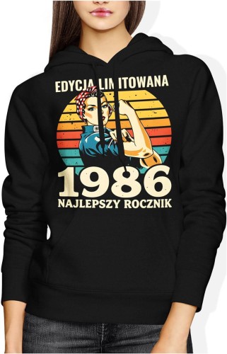 Edycja limitowana 1986 najlepszy rocznik retro styl kobieca siła vintage lata 80 Damska bluza z kapturem 