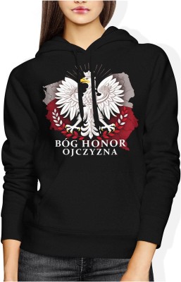 Orzeł biały bóg honor ojczyzna patriotyzm symbol narodowy Damska bluza z kapturem