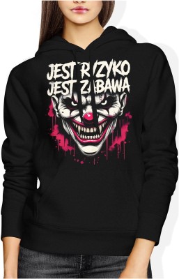 Mroczny klaun ryzyko zabawa horror styl graficzny Damska bluza z kapturem