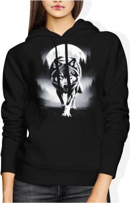 Wilk noc księżyc dzika natura siła charakter Damska bluza z kapturem