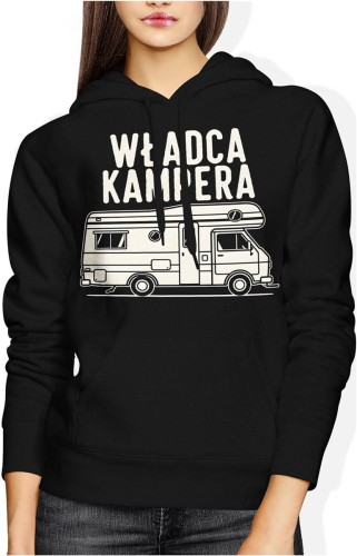 Władca kampera podróże campervan wolność droga lifestyle Damska bluza z kapturem 