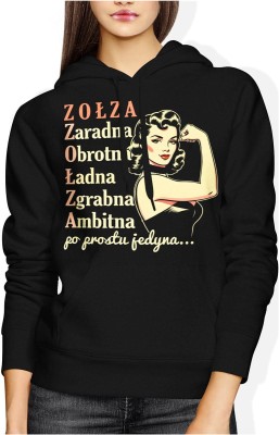 Zołza zaradna obrotna ładna zgrabna ambitna retro kobieca siła Damska bluza z kapturem
