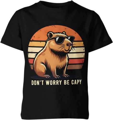 Kapibara dont worry be capy luz dystans humor chill vibe Dziecięca koszulka 