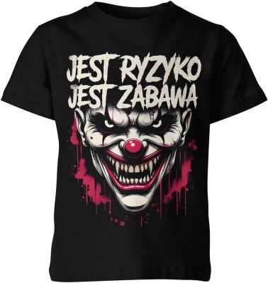 Mroczny klaun ryzyko zabawa horror styl graficzny Dziecięca koszulka