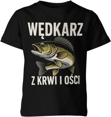 Wędkarz z krwi i ości pasja ryby natura Dziecięca koszulka