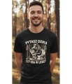 Pytasz dzika czy sra w lesie z dzikiem Męska koszulka czarna