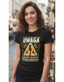 Uwaga bardzo napięty system nerwowy Damska koszulka czarna