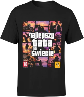 Tata najlepszy na świecie ojciec dziecko relacja rodzina miłość samochód styl gta Męska koszulka