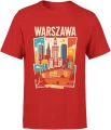 Warszawa skyline miasto architektura stolica Polska retro budynki podróże klimat urban Męska koszulka 