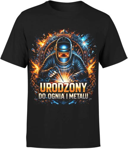 Spawacz praca metal iskry warsztat fachowiec stal ogień przemysł Męska koszulka 