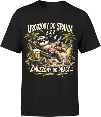 Lenistwo relaks hamak plaża chill kawa piwo wakacje odpoczynek Męska koszulka