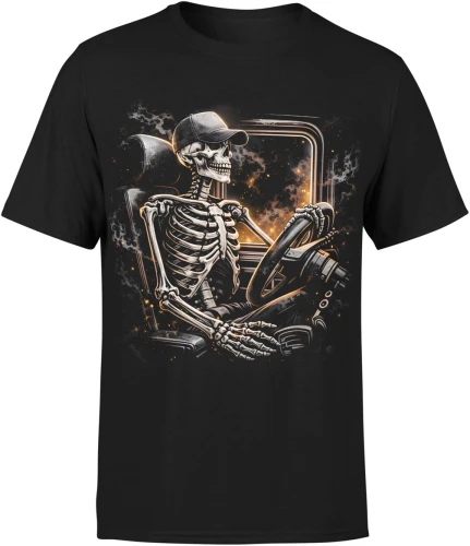 Szkielet kierowca auto jazda nocna styl motoryzacyjny humor droga samochód klimat Męska koszulka 