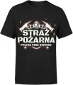 Straż Pożarna Polish Fire Service hełm topory płomienie symbol służby ratowniczej prosty styl Męska koszulka 
