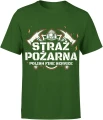 Straż Pożarna Polish Fire Service hełm topory płomienie symbol służby ratowniczej prosty styl Męska koszulka 