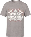 Straż Pożarna Polish Fire Service hełm topory płomienie symbol służby ratowniczej prosty styl Męska koszulka 