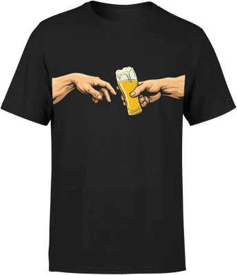 Ręce stworzenie piwo humor parodia sztuka klasyczna impreza Męska koszulka