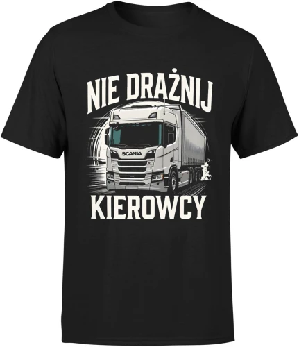 Nie drażnij kierowcy ciężarówki tir transport drogowy trasa kabina retro Męska koszulka 