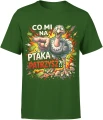 Struś wskazujący palcem memiczny tekst co mi na ptaka patrzysz humor Męska koszulka 
