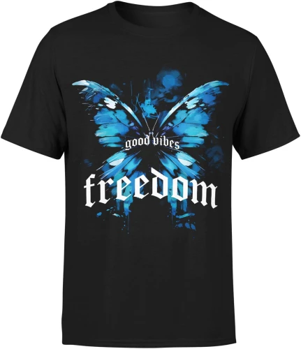 Niebieski motyl estetyczny styl good vibes freedom wolność natura delikatny klimat art vibe Męska koszulka color:#000000
