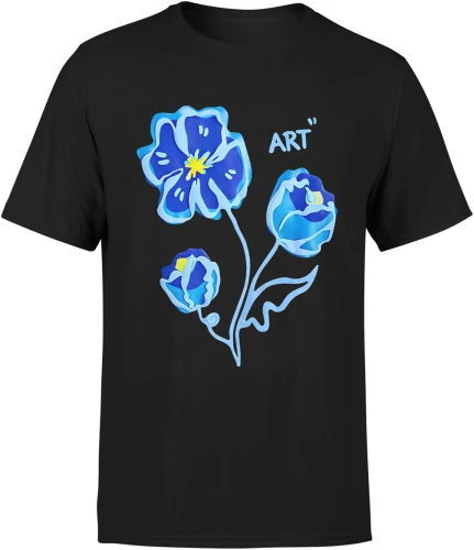 Niebieskie kwiaty art styl minimalistyczny natura estetyka delikatny wzór rośliny vibe Męska koszulka 