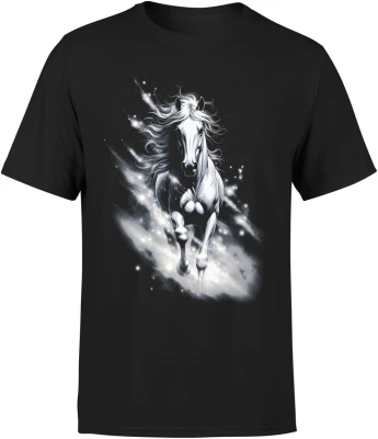 Koń galop magia energia zwierzęta siła natura dynamiczny styl elegancja duch wolności Męska koszulka