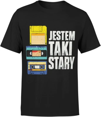 Jestem taki stary retro dyskietka kaseta magnetofon vintage lata 80 90 nostalgia Męska koszulka
