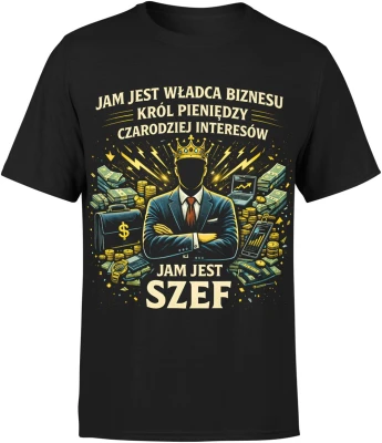 Król biznesu pieniądze sukces bogactwo motywacja przedsiębiorca lider firma zarządzanie finanse styl Męska koszulka