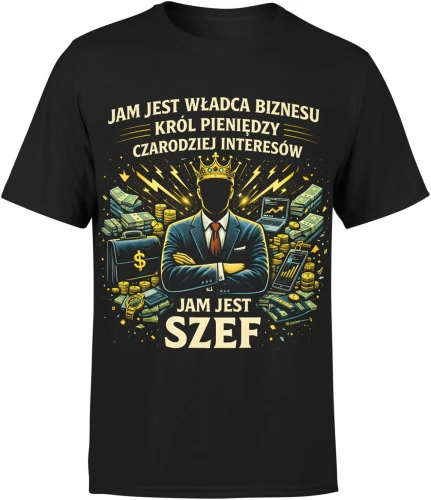 Król biznesu pieniądze sukces bogactwo motywacja przedsiębiorca lider firma zarządzanie finanse styl Męska koszulka 