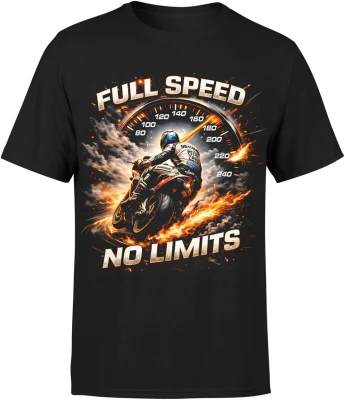 Full speed no limits motocykl wyścigi adrenalina szybka jazda tor racing styl Męska koszulka