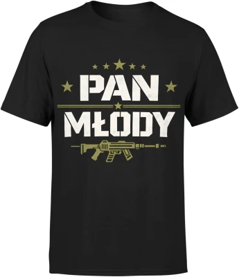 Pan młody gwiazdy styl militarny wieczór kawalerski ekipa ślubna party vibe Męska koszulka