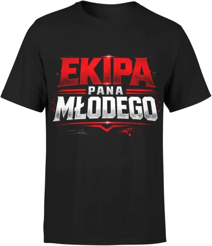 Ekipa pana młodego czerwony styl wieczór kawalerski impreza ślub team wedding Męska koszulka 