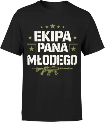 Ekipa pana młodego styl militarny gwiazdy wieczór kawalerski impreza team Męska koszulka