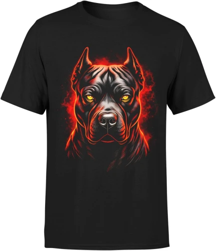 Groźny pies doberman czerwone oczy mroczny zwierzę agresywny stróż Męska koszulka 