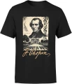 Fryderyk Chopin portret muzyka fortepian nuty klasyka styl artystyczny Męska koszulka 