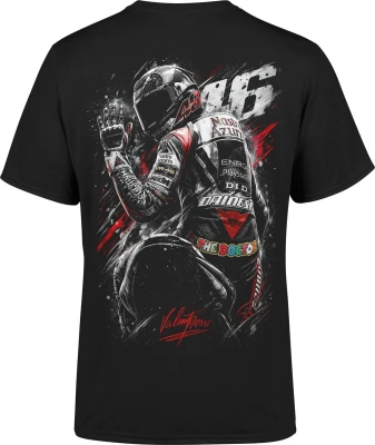 Motocykl wyścigowy rider 46 tor prędkość adrenalina racing sport moto pasja jazdy Męska koszulka