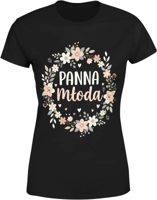 Panna młoda wianek kwiatowy delikatny styl ślubny romantyczny wieczór panieński elegancja Damska koszulka