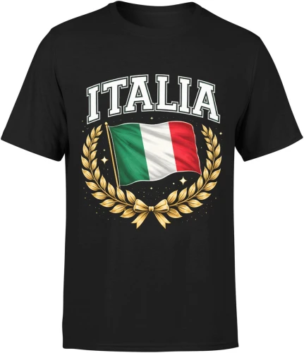 Italia flaga włochy godło laur patriotyczny symbol europa kraj heritage styl vintage Męska koszulka color:#000000
