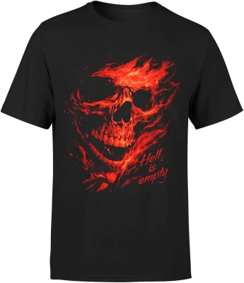 Płonąca czaszka ogień piekło dark horror demon strach mroczny klimat hell fire Męska koszulka