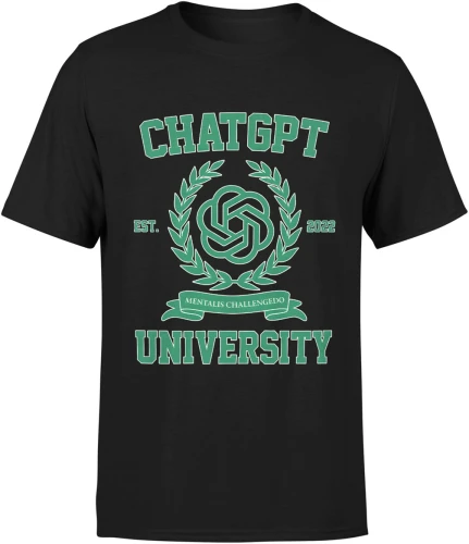Chatgpt university est 2022 ai sztuczna inteligencja nerd college tech humor geek Męska koszulka color:#000000